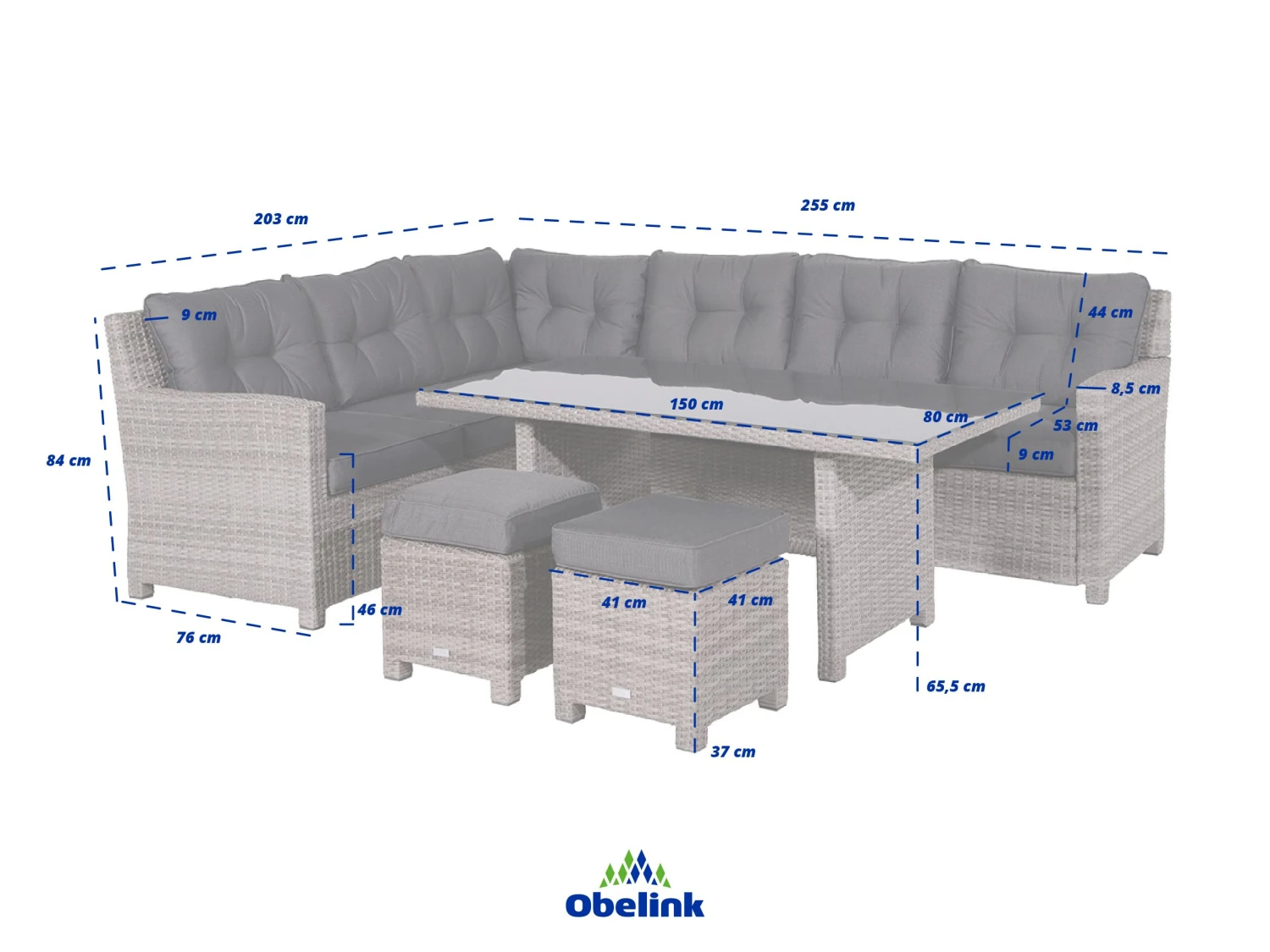 Outdoor Feelings Blue Reflex Dining Loungeset Links – Bild 4