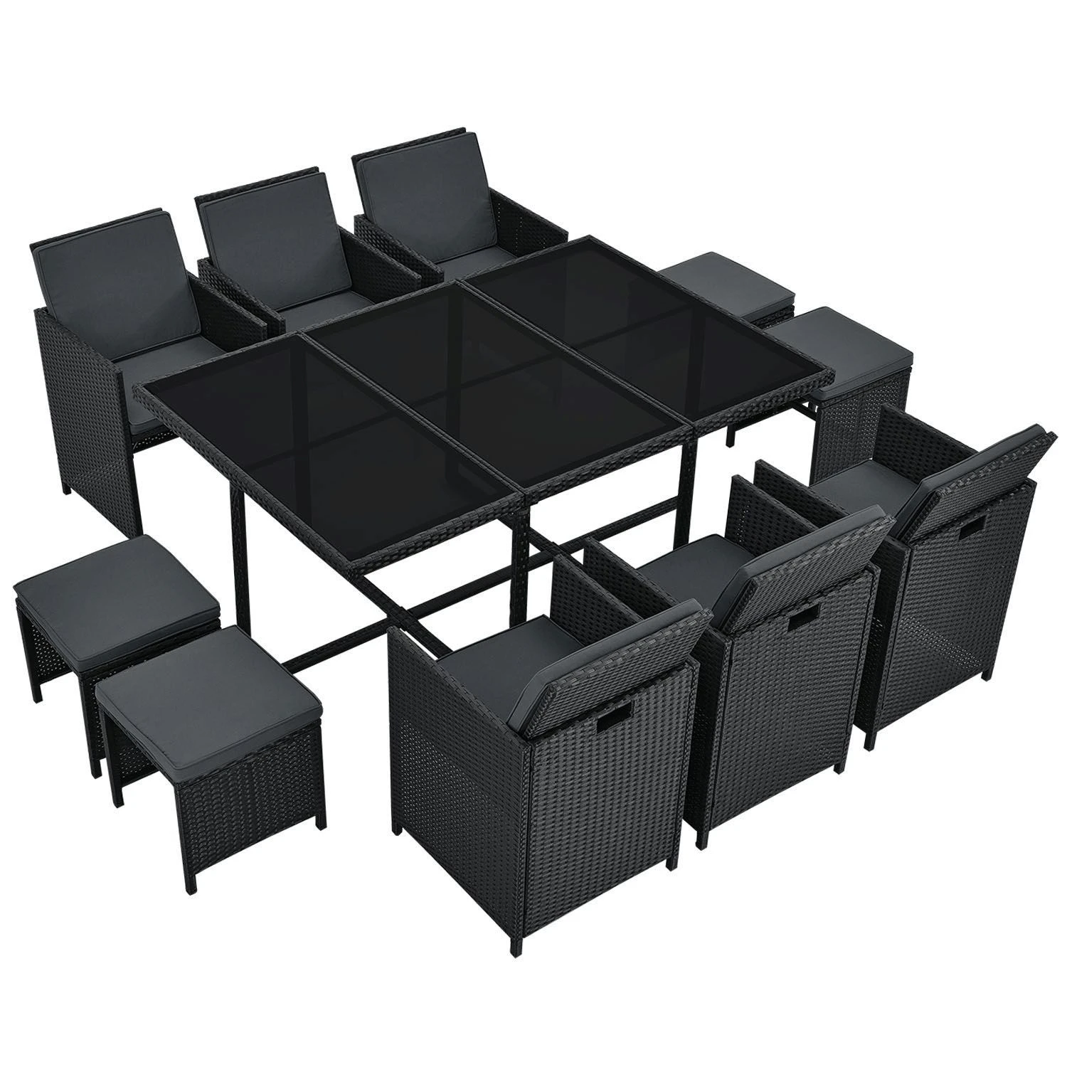 Baracoa XL Polyrattan Schwarzes Diningset