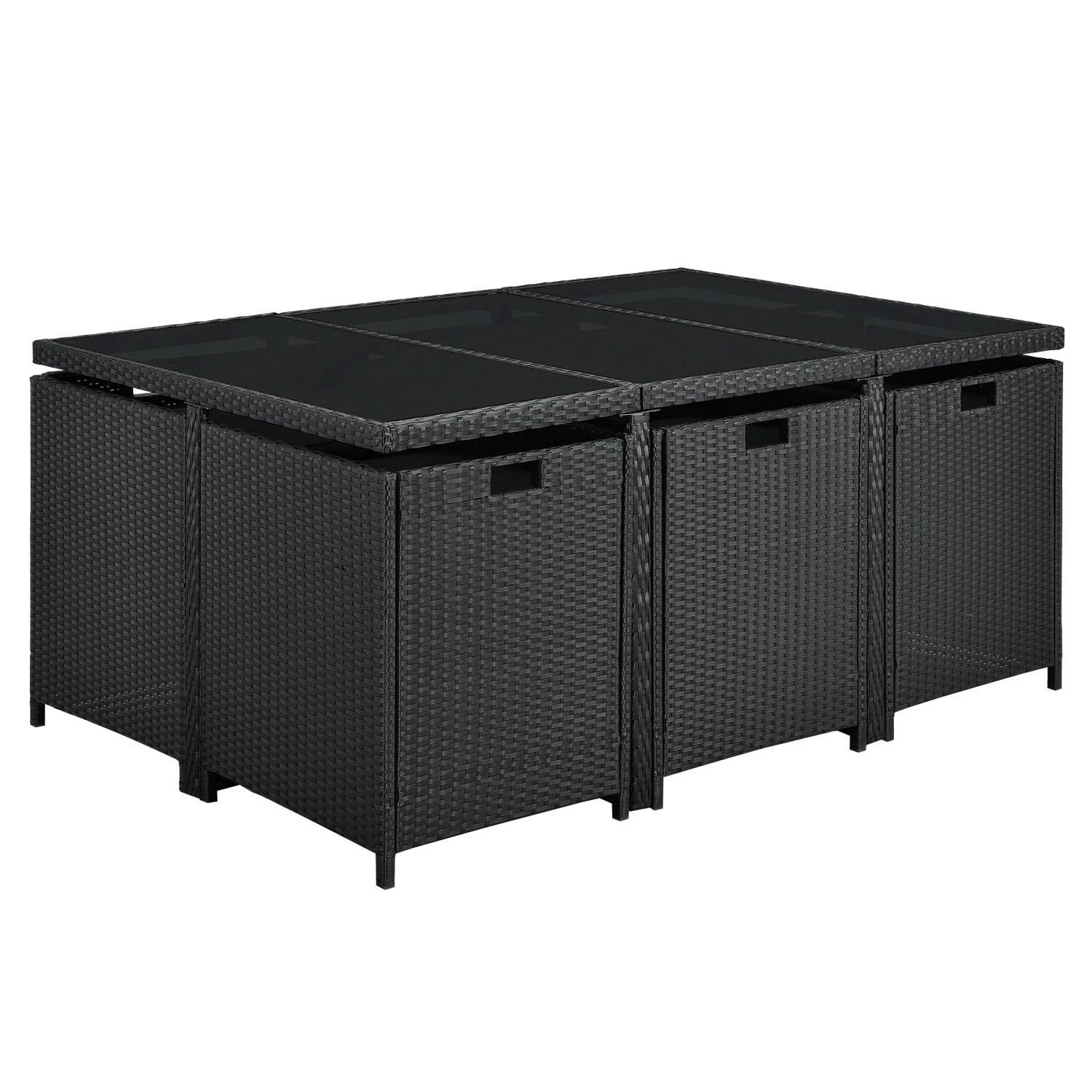 Baracoa XL Polyrattan Schwarzes Diningset – Bild 5