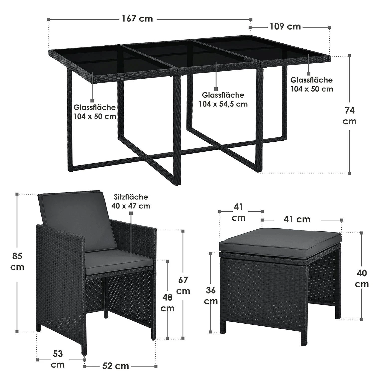 Baracoa XL Polyrattan Schwarzes Diningset – Bild 6