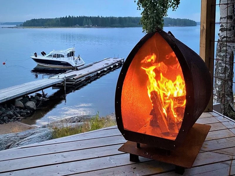 Magma Corten Garten Kamin Mit Funkenschutz – Bild 6