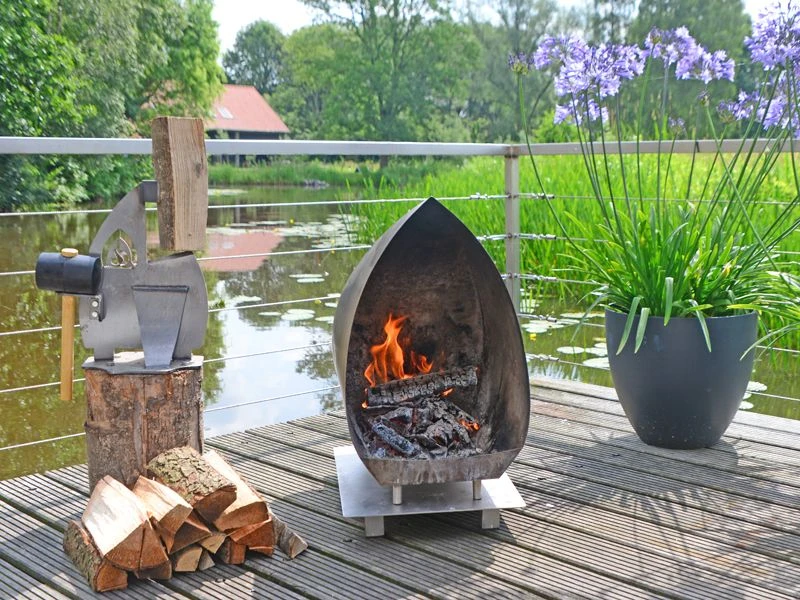 Magma Corten Garten Kamin Mit Funkenschutz – Bild 5