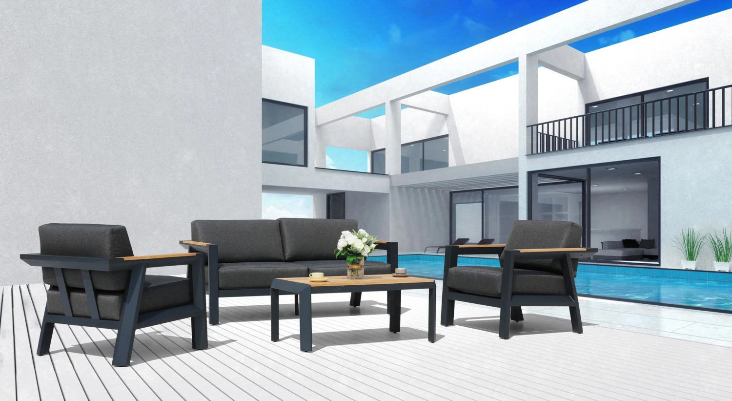 SenS-Line Alexia Aluminium Teak Loungeset – Bild 2